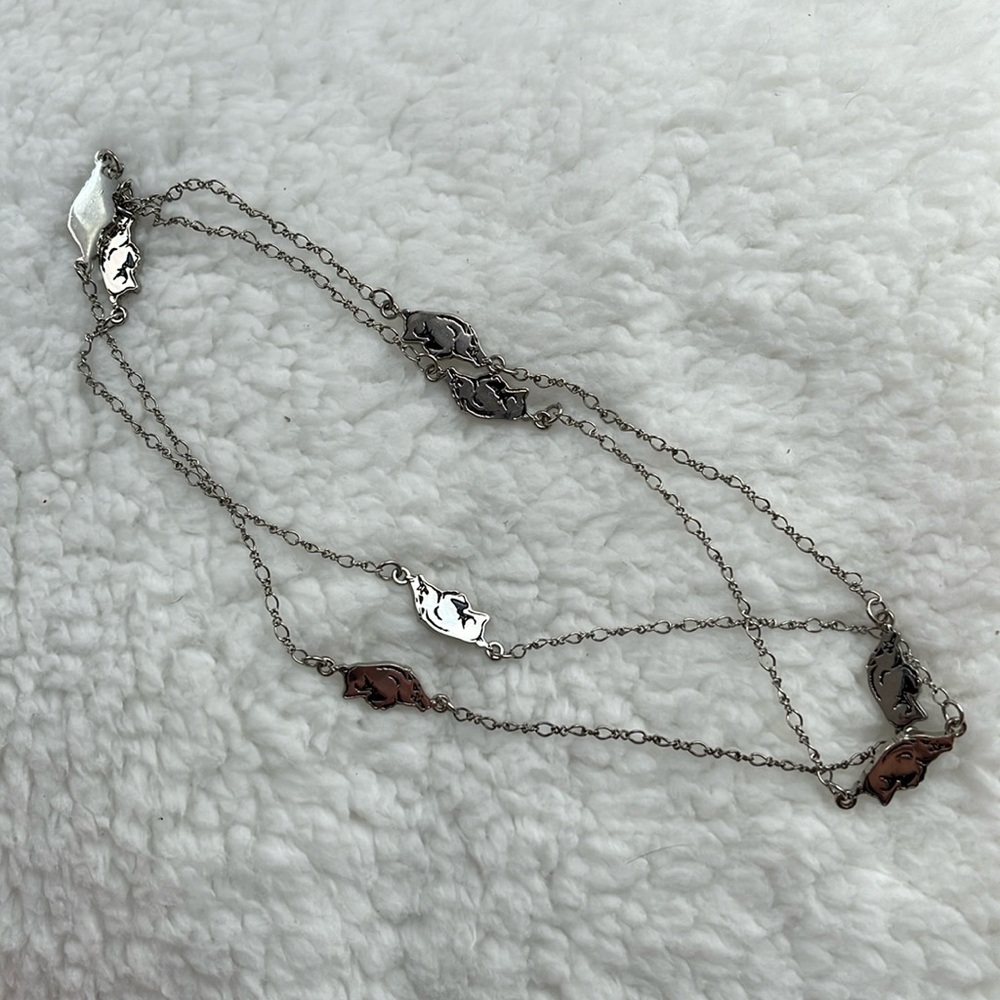 Arkansas Razorbacks silver charm necklace